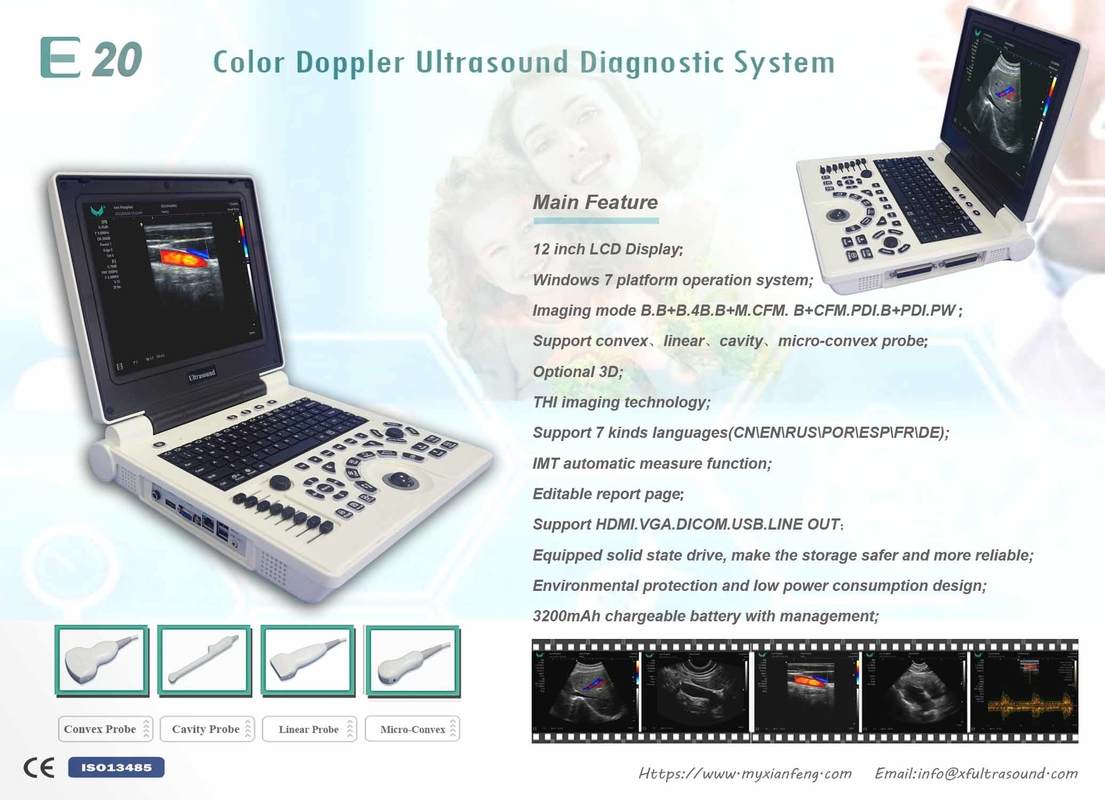 Sistema portátil del ultrasonido de Doppler del color de Digitaces de la máquina del nivel básico USG del ISO