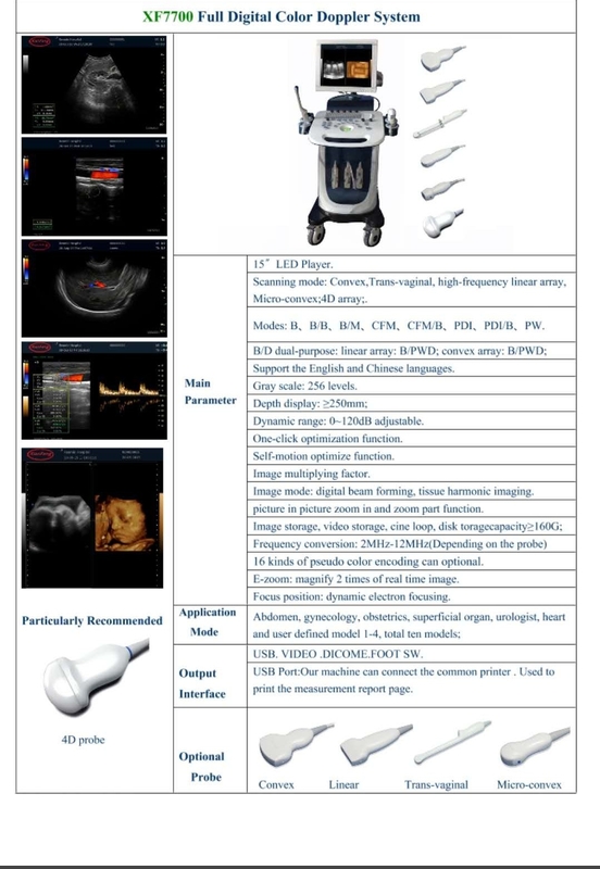 Dispositivo de alta resolución 3D 4D de la máquina del ultrasonido de Doppler del color cardiaco